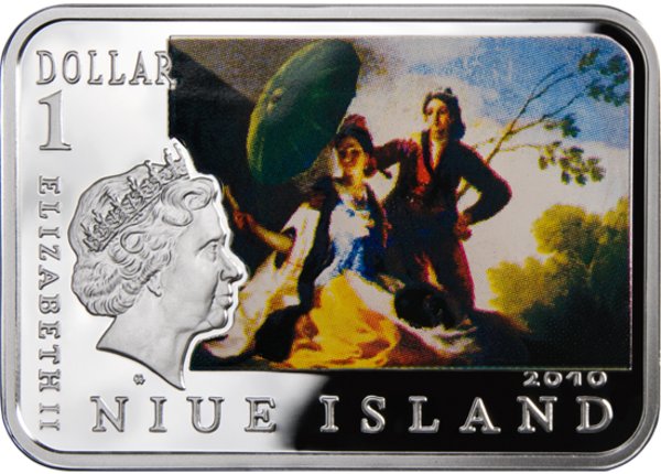 srebrna moneta 1dolar, Malarze Świata - Francisco Goya (1746-1828), 2010